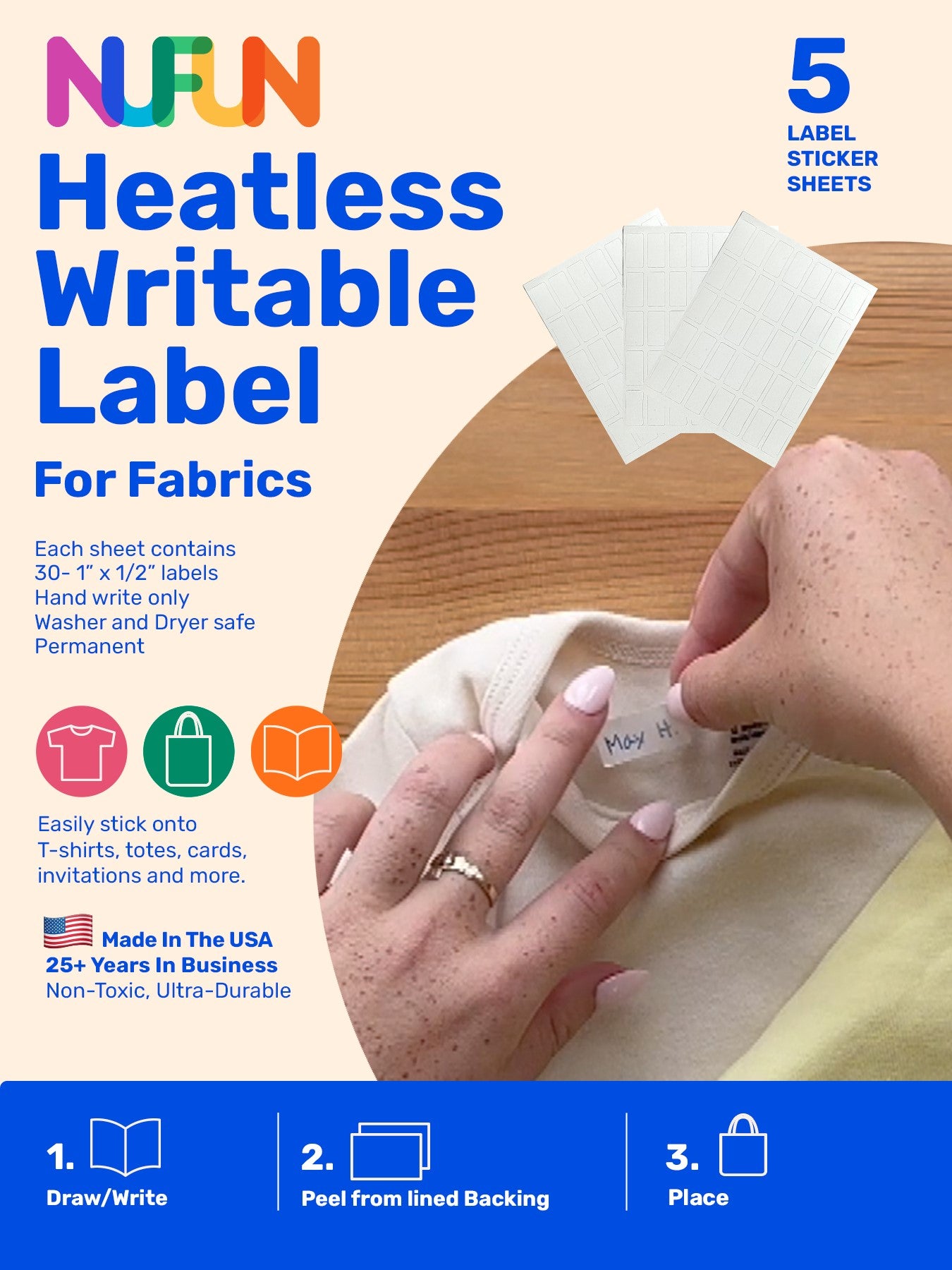 NuFun Activities Heatless Writable Labels for Fabrics or Hard Surfaces NuFun Activities Heatless Writable Labels for Fabrics or Hard Surfaces