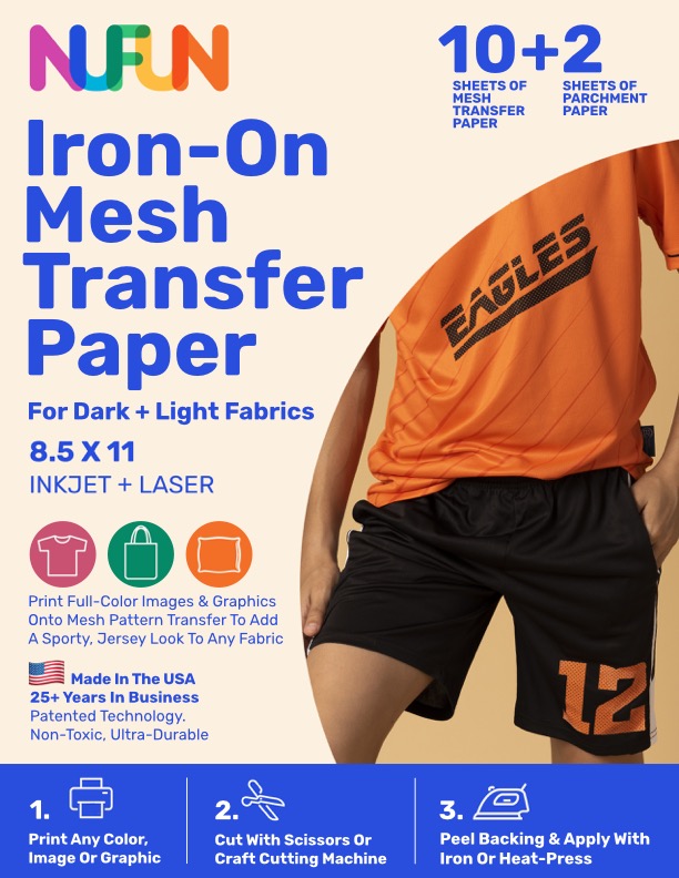 Inkjet/Laser Mesh Iron-On Heat Transfer Paper 8.5X11