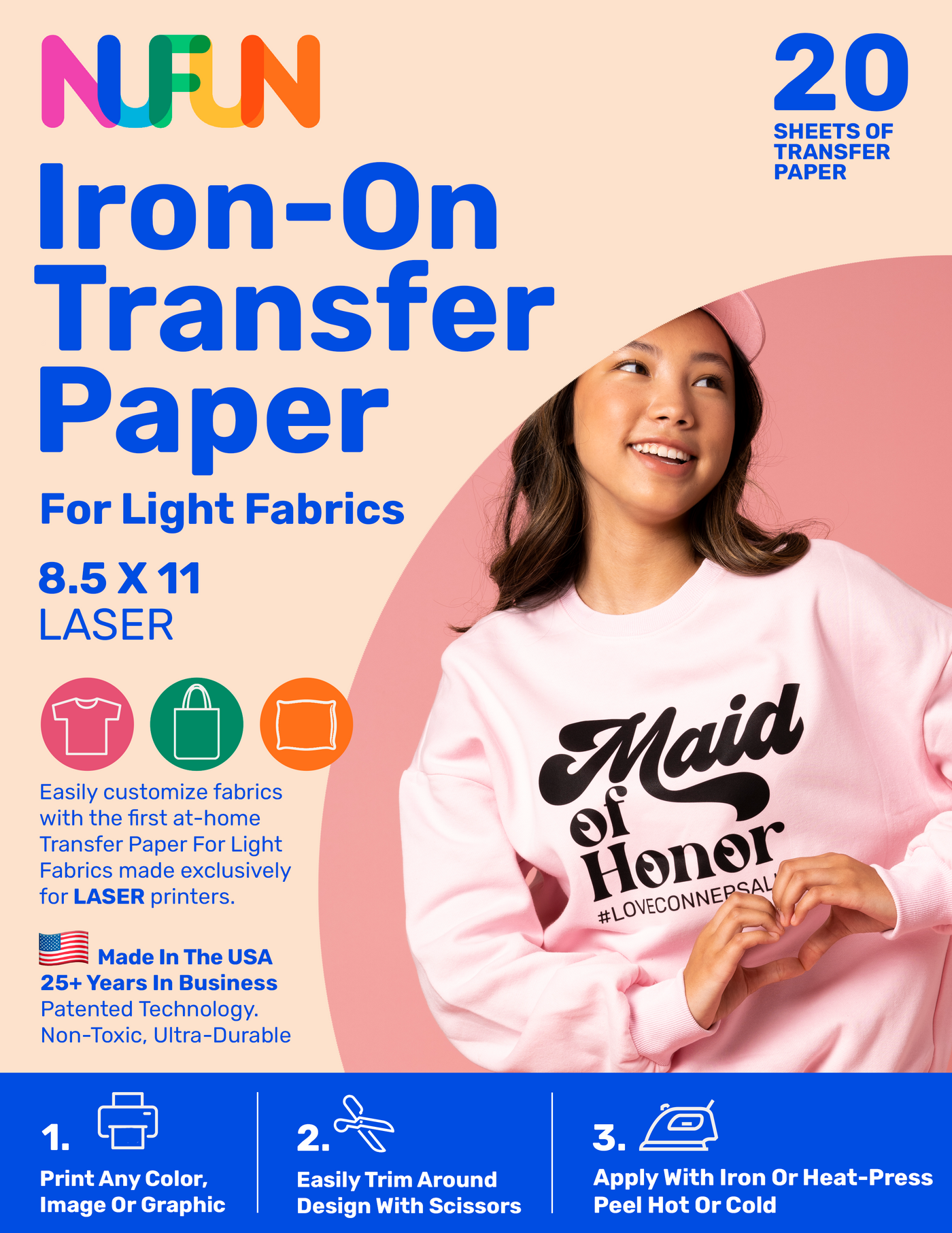 Laser Printable Transfer Paper for Light Fabrics 8.5"x11"