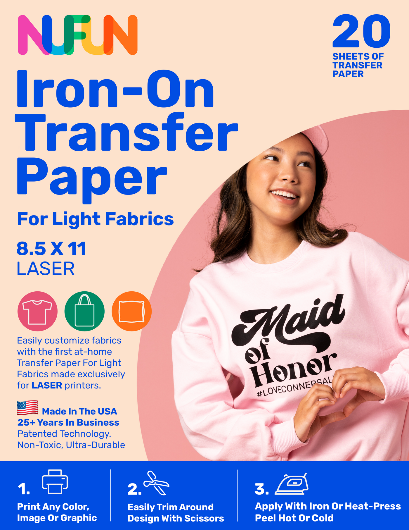 Laser Printable Transfer Paper for Light Fabrics 8.5"x11" (S922