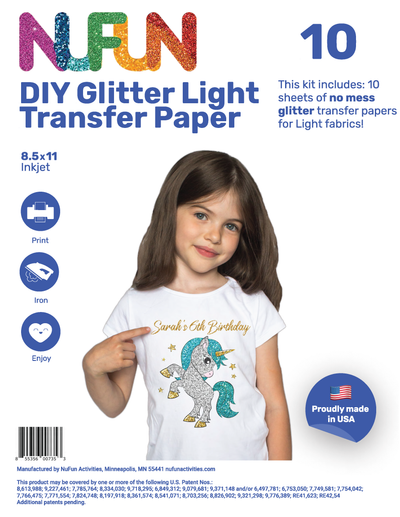 InkJet Printable No Mess Glitter Transfer Paper 8.5"x11"