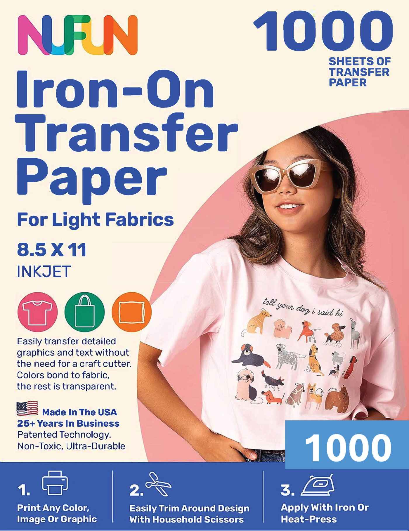 InkJet Printable Transfer Paper for Light Fabrics 8.5"x11" (S421)
