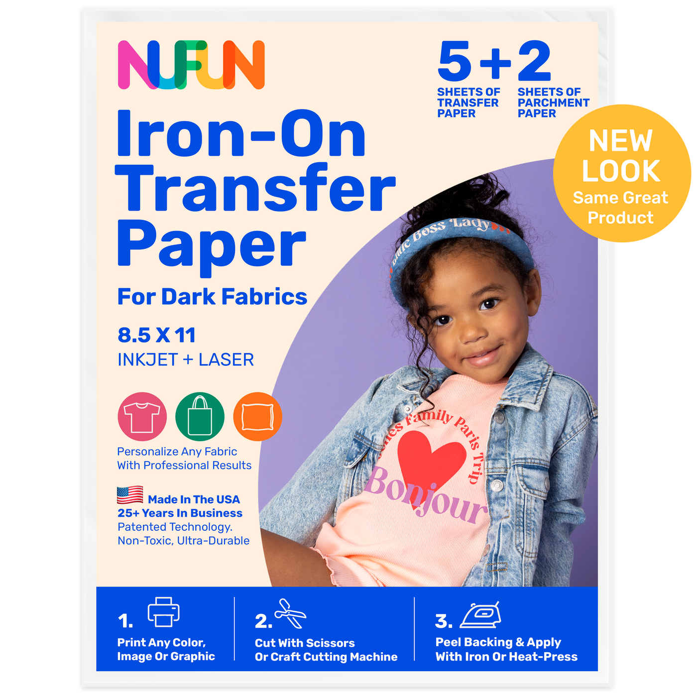 Iron-on transfer paper for dark fabrics