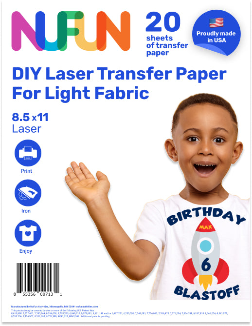 Laser Printable Transfer Paper for Light Fabrics 8.5"x11" (S922