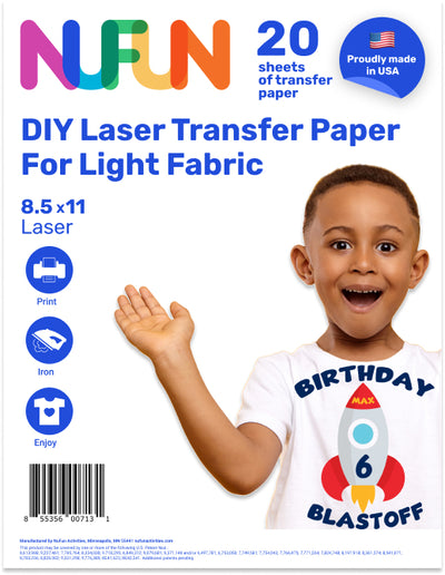 Laser Printable Transfer Paper for Light Fabrics 8.5"x11"