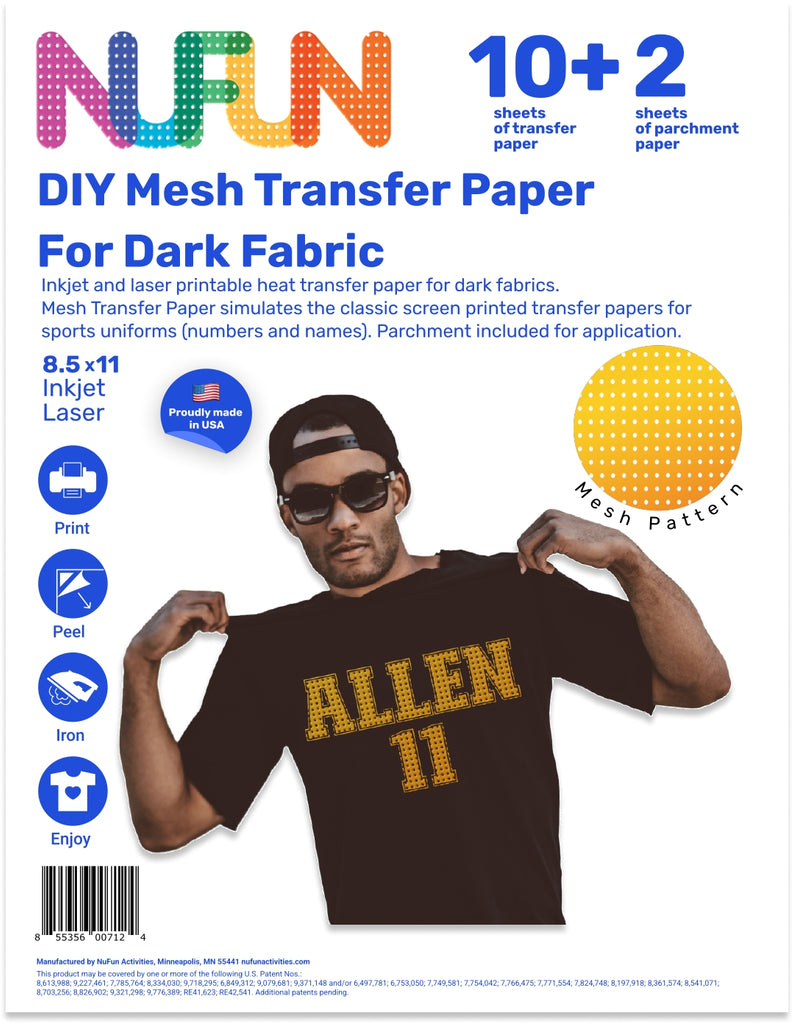 InkJet/Laser Mesh Iron-On Heat Transfer Paper 8.5"x11" – NuFun Activities